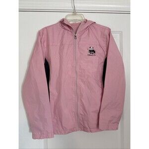 Vtg Smithsonian National Zoo Embroidered Panda Pink Rain Jacket ADULT SMALL